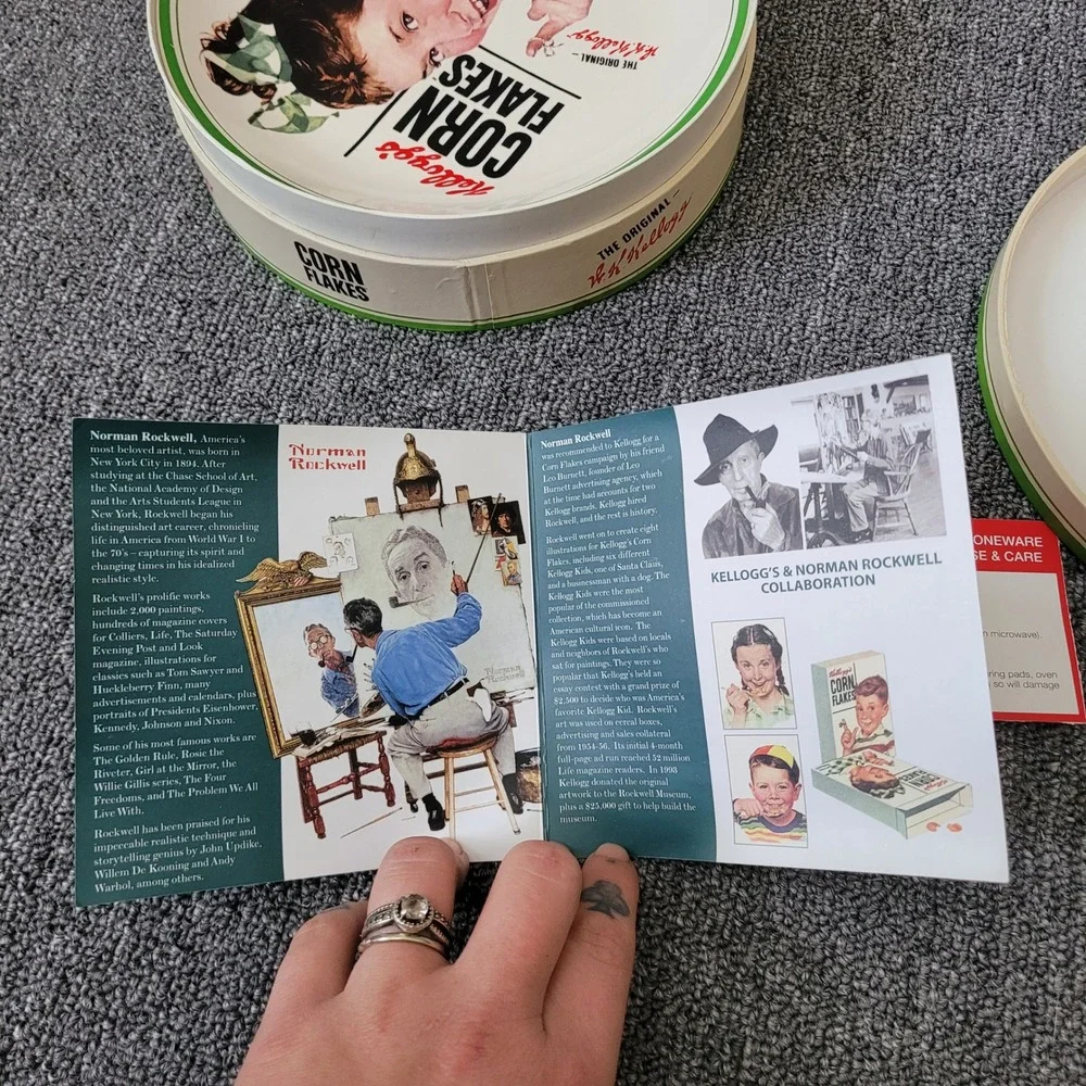 Collectible Norman Rockwell Kellogg's corn flakes set of 4 plates retro american